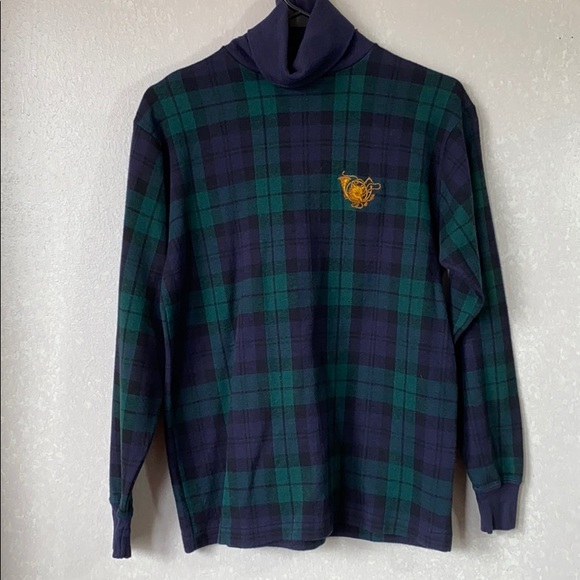 Ralph Lauren Sweaters - Vintage Ralph Lauren Crest Tartan Plaid Turtleneck